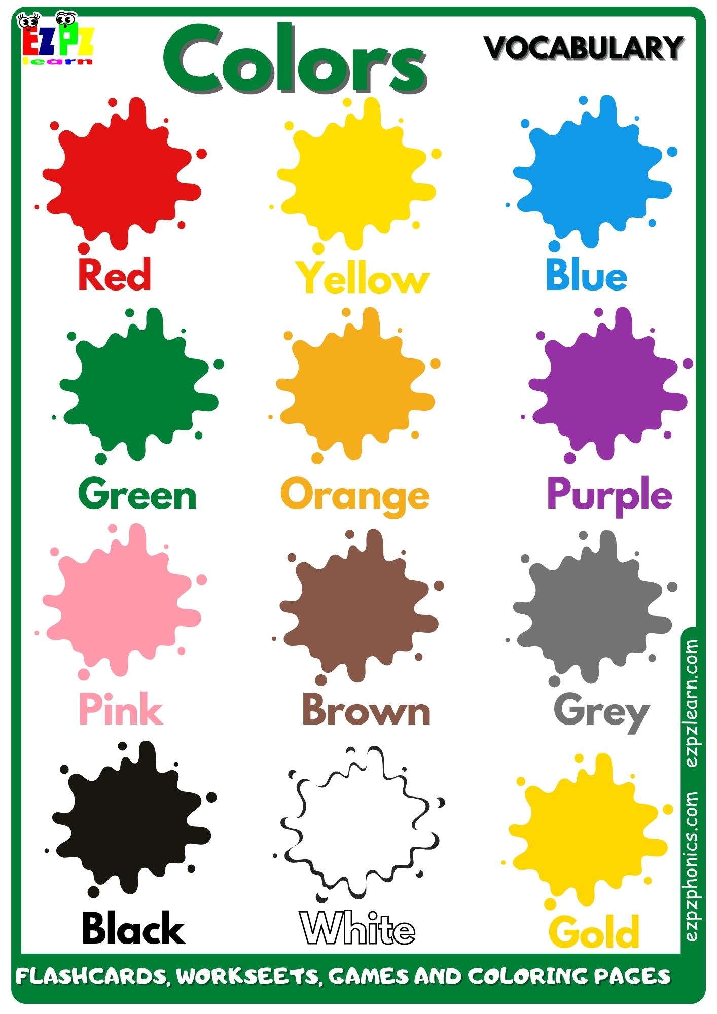 Colors Vocabulary Free English Vocabulary Resources Flashcards, Worksheets, Coloring Pages, Games and More for ESL